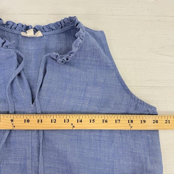 52seven Linen Blend Chambray Dress Sleeveless Size Large Blue Beach Babydoll - Picture 12 of 15